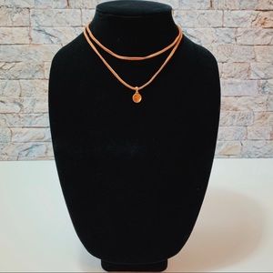 Taupe Brown Leather Double Choker Necklace